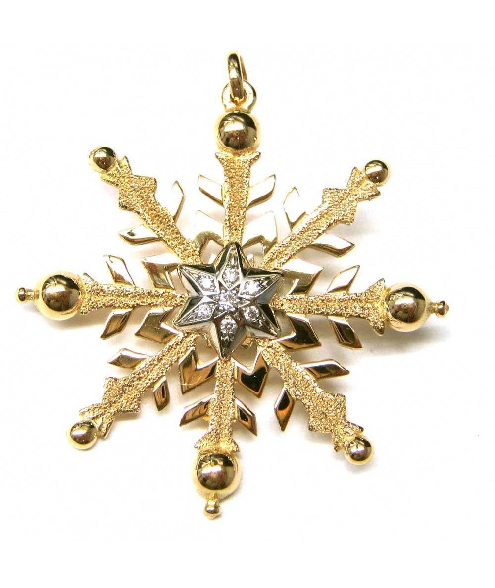 Pendentif cristal de neige or 750 et Diamant par JOLY-POTTUZ  joaillier Megève