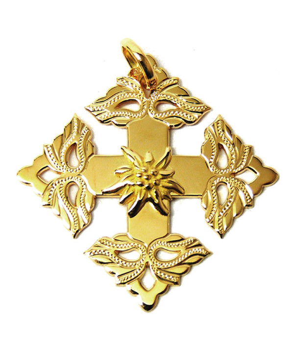 Croix-Megève- ciselée -edelweiss -joly-Pottuz