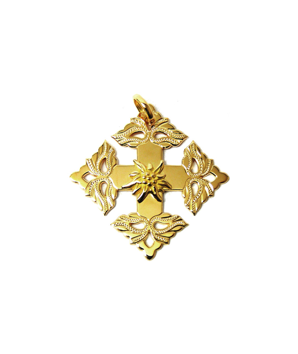 Croix-Megève- ciselée -edelweiss -joly-Pottuz