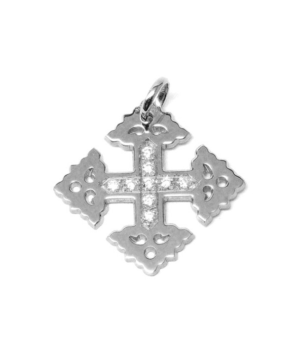 Croix-Megève-2 cm-Diamant-or blanc -750-Joly-pottuz