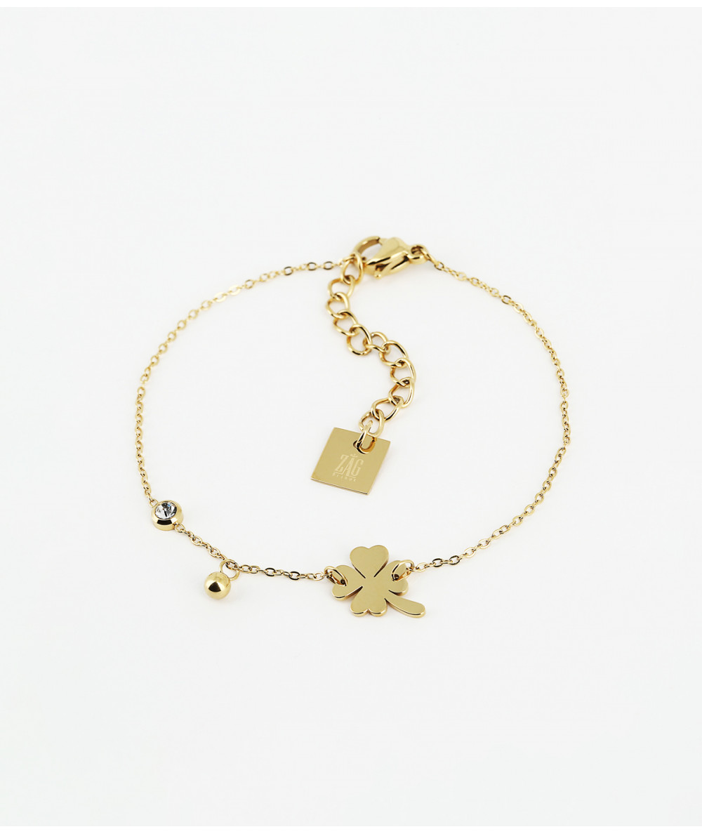 bracelet acier doré trèfle  marque ZAG
