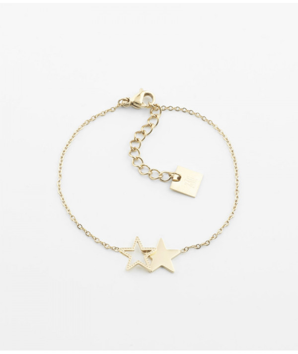 Bracelet ZAG   Acier doré avec Etoiles
