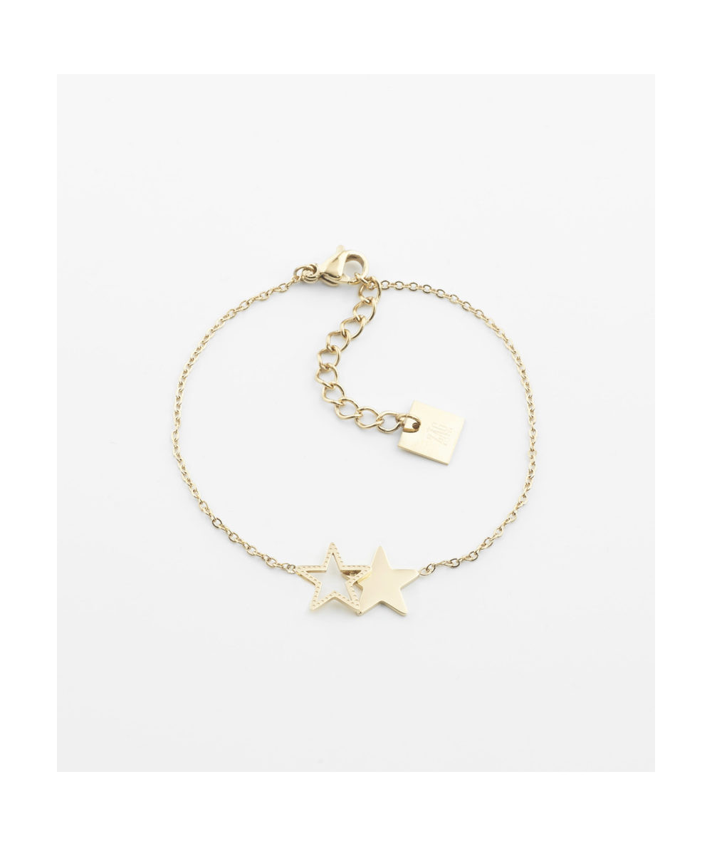 Bracelet ZAG   Acier doré avec Etoiles