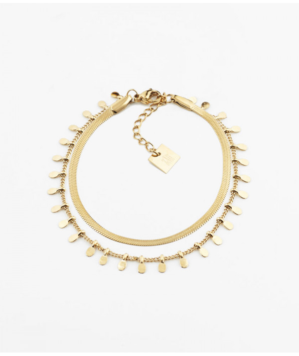 bracelet multi pampilles acier doré zag