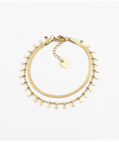 bracelet multi pampilles acier doré zag