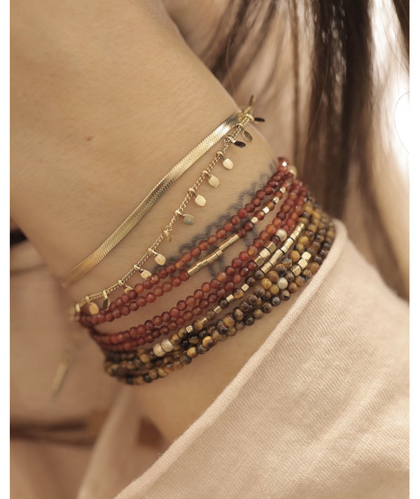 bracelet multi pampilles acier doré zag