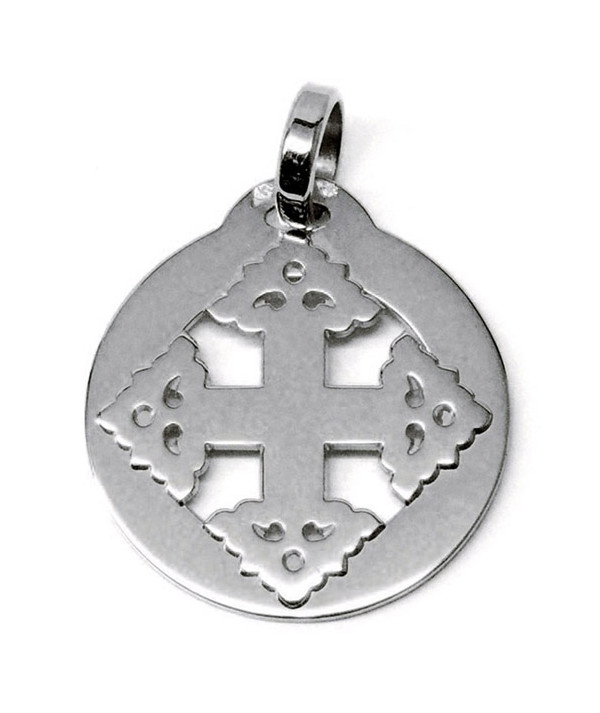Croix-Megève-Médaille- or blanc 750 Bijouterie JOLY-POTTUZ Megève