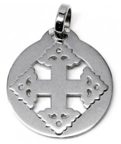 Croix-Megève-Médaille- or blanc 750 Bijouterie JOLY-POTTUZ Megève