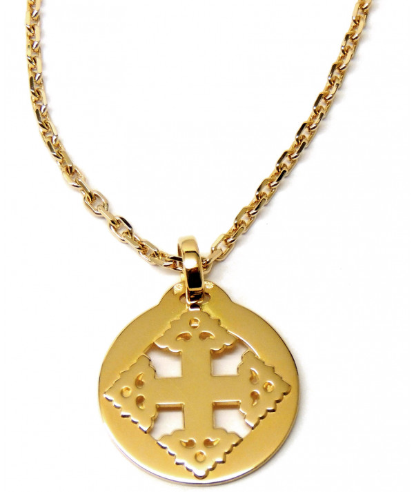Croix-Megève-Médaille- or jaune 750 Bijouterie JOLY-POTTUZ Megève
