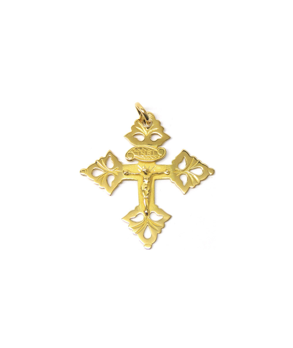 recto de la Croix de Megève 4cm avec Christ en Or ou Argent