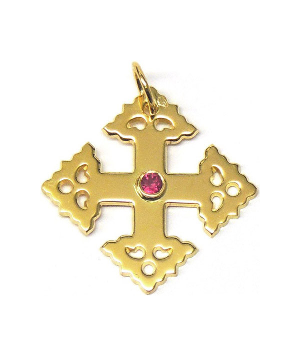 croix de megève or jaune et rubis joly-pottuz