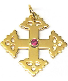 croix de megève or jaune et rubis joly-pottuz