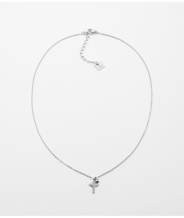 collier Zag avec croix et zirconium