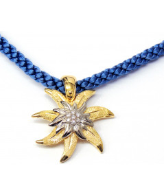 Pendentif Edelweiss  Bicolore Or et Diamants-joly-pottuz Megève