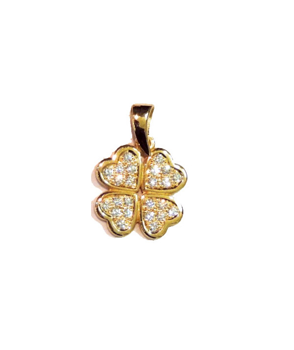 pendentif trèfle en or pavage diamants bijouterie Megève