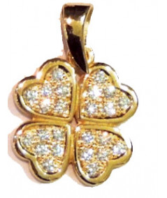 pendentif trèfle en or pavage diamants bijouterie Megève