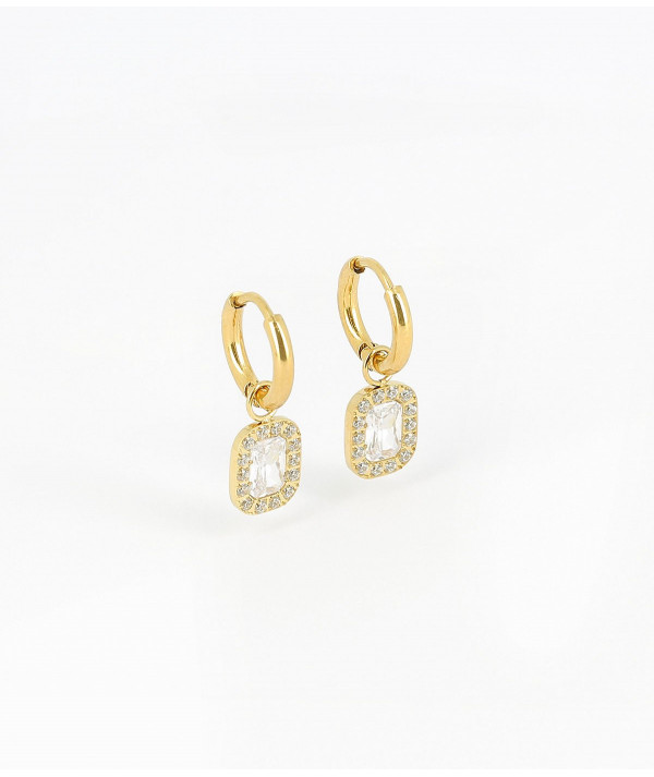 Mini créoles Zag motif zirconium