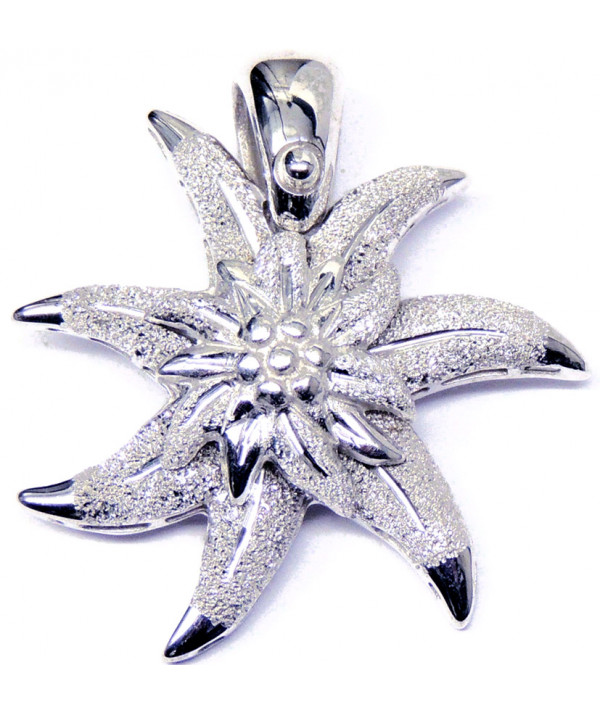 Pendentif edelweiss en argent 925/000 double fleur modèle granité Joly-Pottuz//megève//