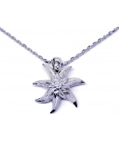 Pendentif edelweiss en argent 925/000 double fleur modèle granité Joly-Pottuz//megève//