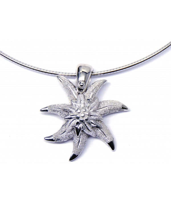 Pendentif Edelweiss-argent-joly-pottuz-Megève
