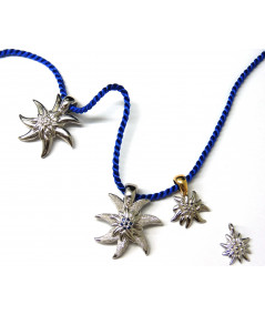 Pendentif Edelweiss en argent 925/000 double fleur modèle granité Joly-Pottuz//megève//
