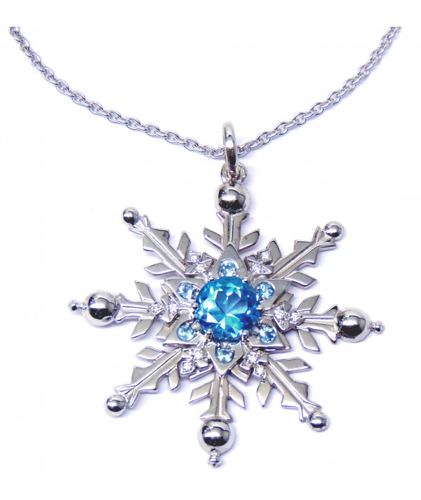 pièce unique superbe! cristal de neige topazes bleues et diamants