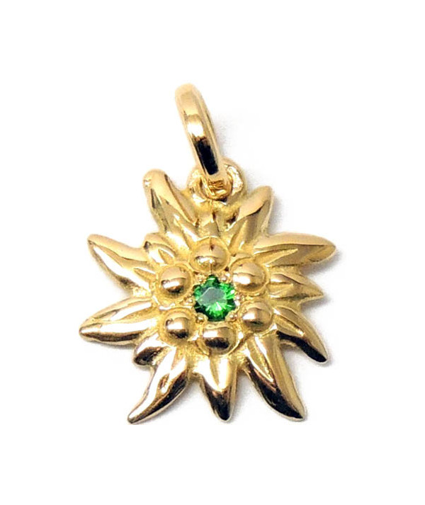 pendentif Edelweiss en or 750 avec pierre fine //joly-Pottuz//Megève//