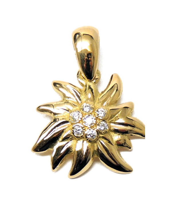 Pendentif Edelweiss or 750 et Diamants joly-pottuz Megeve