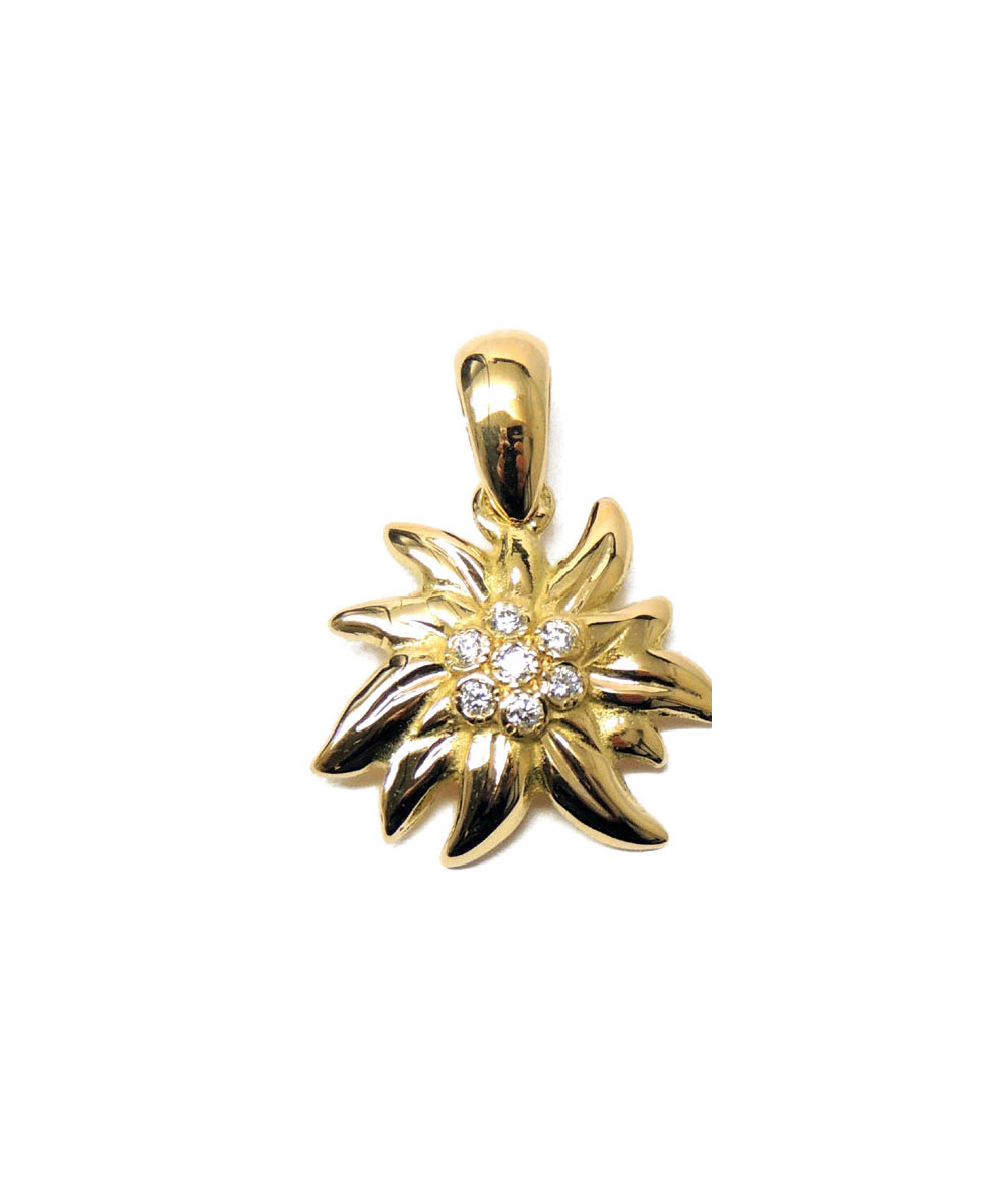 Pendentif Edelweiss or 750 et Diamants joly-pottuz Megeve