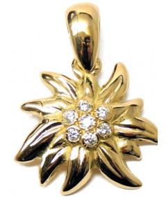 Pendentif Edelweiss or 750 et Diamants joly-pottuz Megeve
