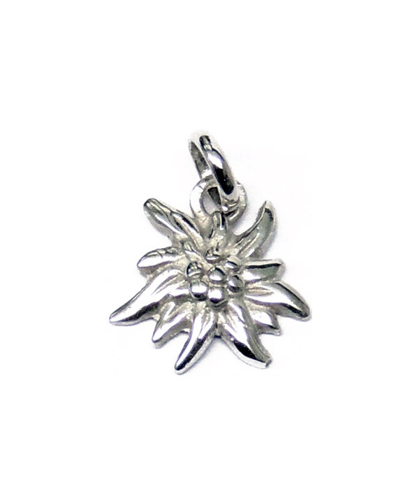Pendentif Edelweiss en or blanc 750 de 1 cm par Joly-Pottuz bijoutier Megève