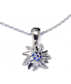 Pendentif Edelweiss en argent 925/000 serti de saphirs bleus