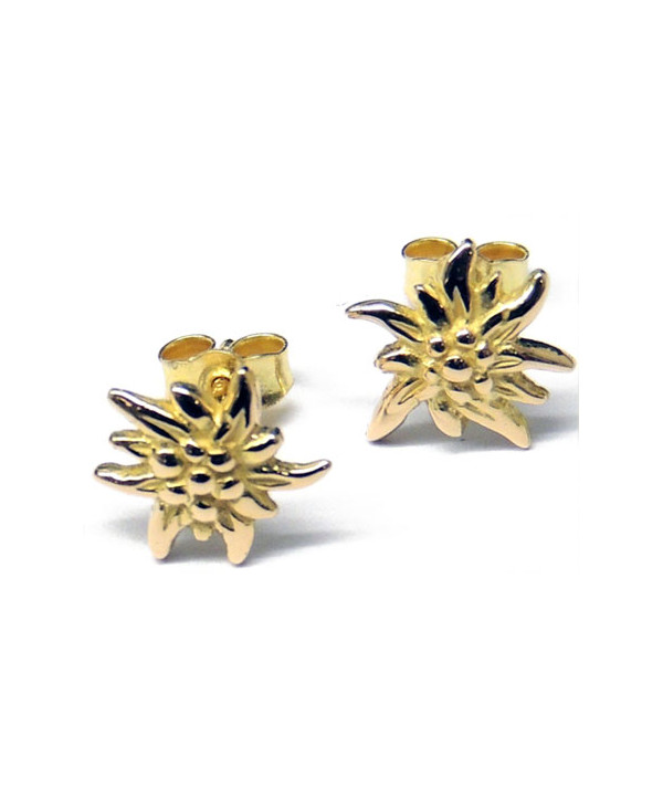 Boucles d'oreilles Edelweiss or jaune 1.5cm Joly-Pottuz Megeve Bijoux megeve