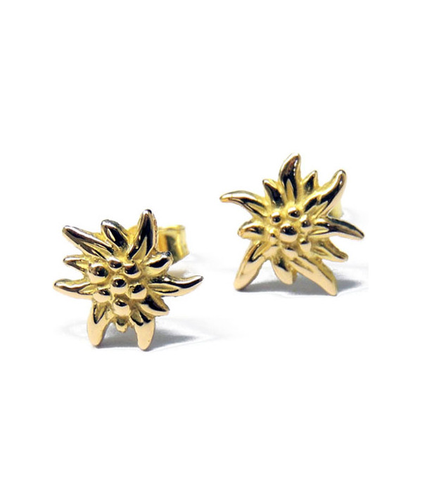 Boucles d'oreilles Edelweiss or jaune 1.5cm Joly-Pottuz Megeve Bijoux megeve