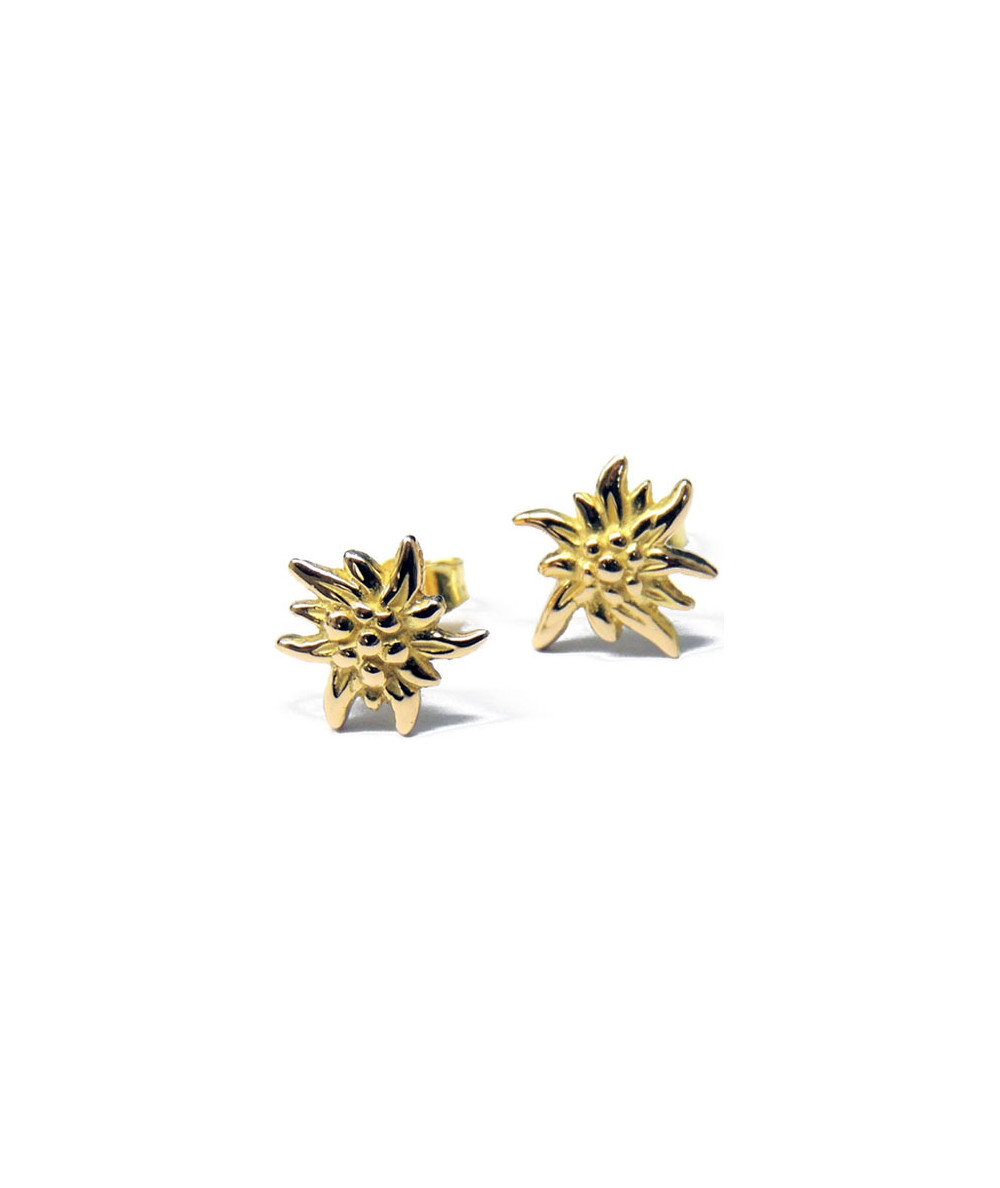Boucles d'oreilles Edelweiss or jaune 1.5cm Joly-Pottuz Megeve Bijoux megeve