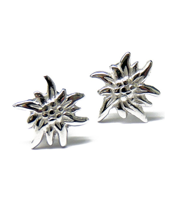 boucles d'oreilles en argent925/000 modèle edelweiss oreilles percées Joly-Pottuz// Megève//