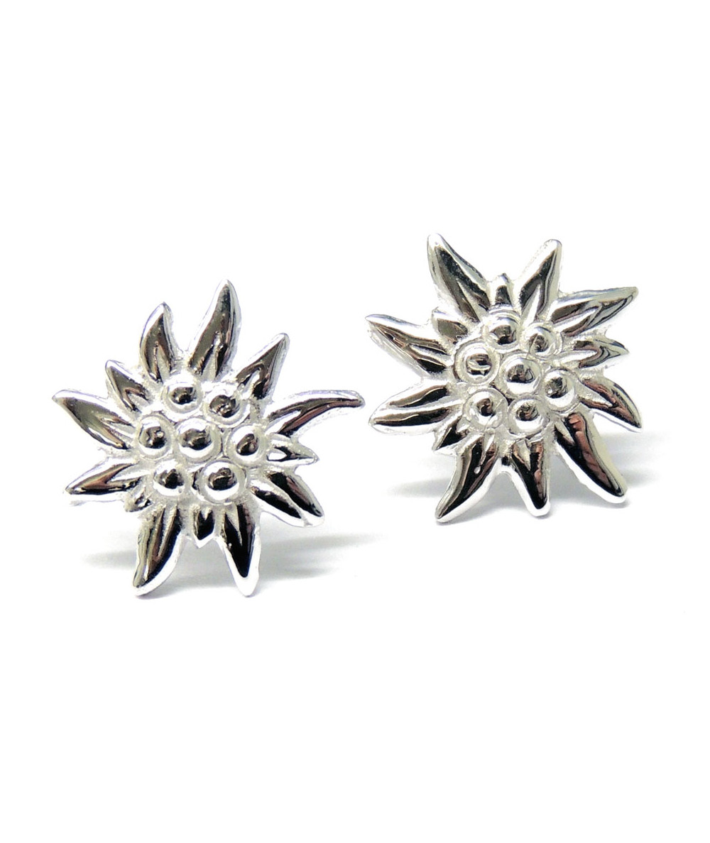 Boucles d'oreilles Edelweiss ,oreilles percées en or ou argent