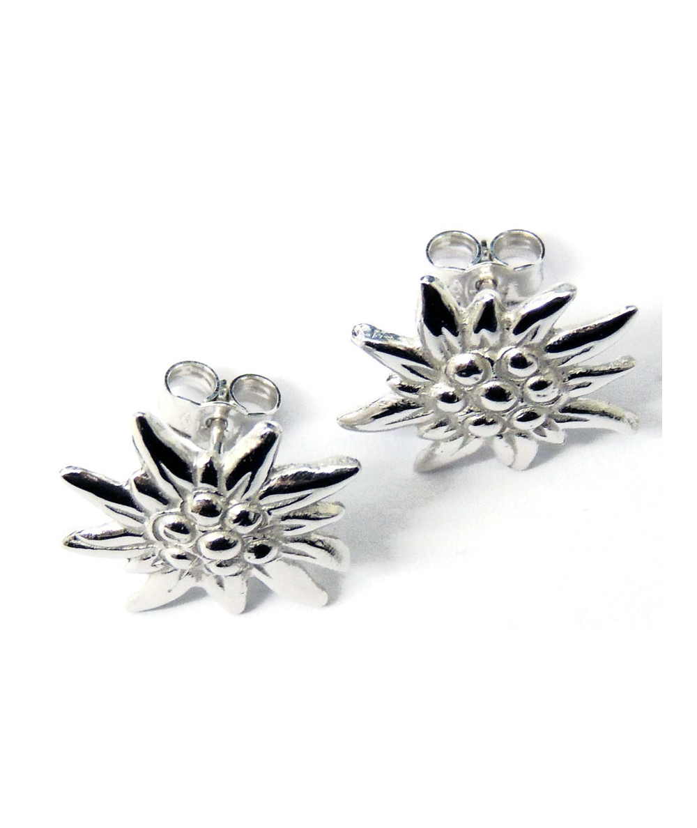 Boucles d'oreilles pendantes Edelweiss 1.5 cm en argent 925