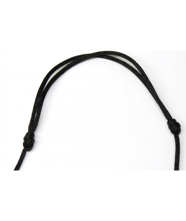 collier cordon huillé noir noeuds coulissants
