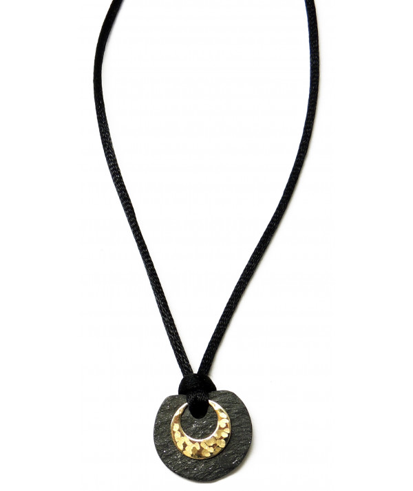 Pendentif  ardoise avec un motif lune en or 750