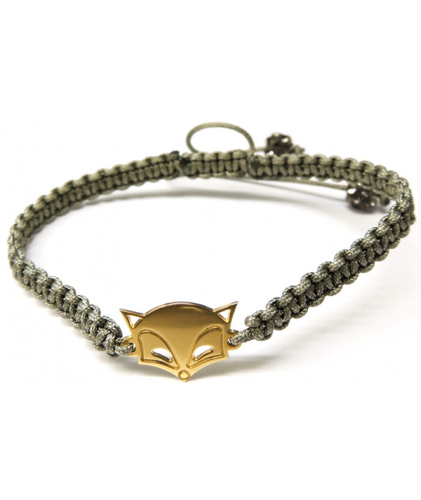 BRACELET RENARD  EN OR 750 cordon de couleur