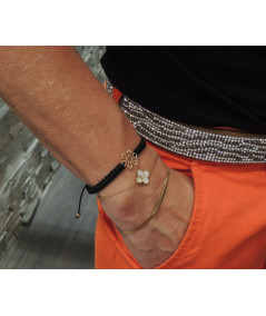 bracelet cristal or jaune ou or blanc cordon marron