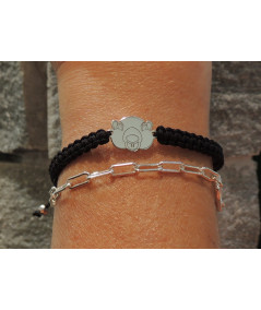 Bracelet tressé avec motif marmotte en or jaune ou blanc 750/ Joly-Pottuz//Megève//