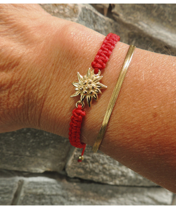 bracelet Edelweiss cordon rouge bijouterie JOLY-POTTUZ Megève