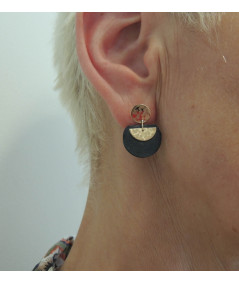 Boucles d'oreilles ardoise motif lune en Or 750
