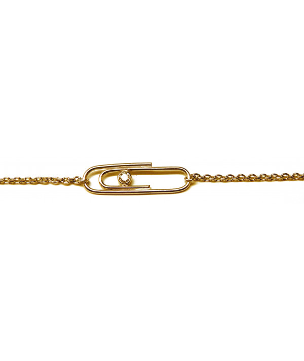 Bracelet trombone sur or JAUNE  750 avec diamant JOLY-POTTUZ Megève