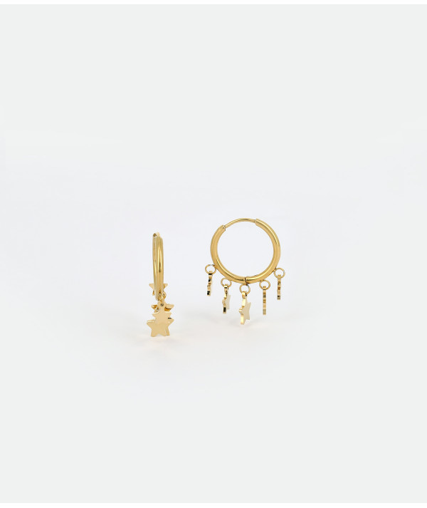 boucles Zag en acier doré etoiles