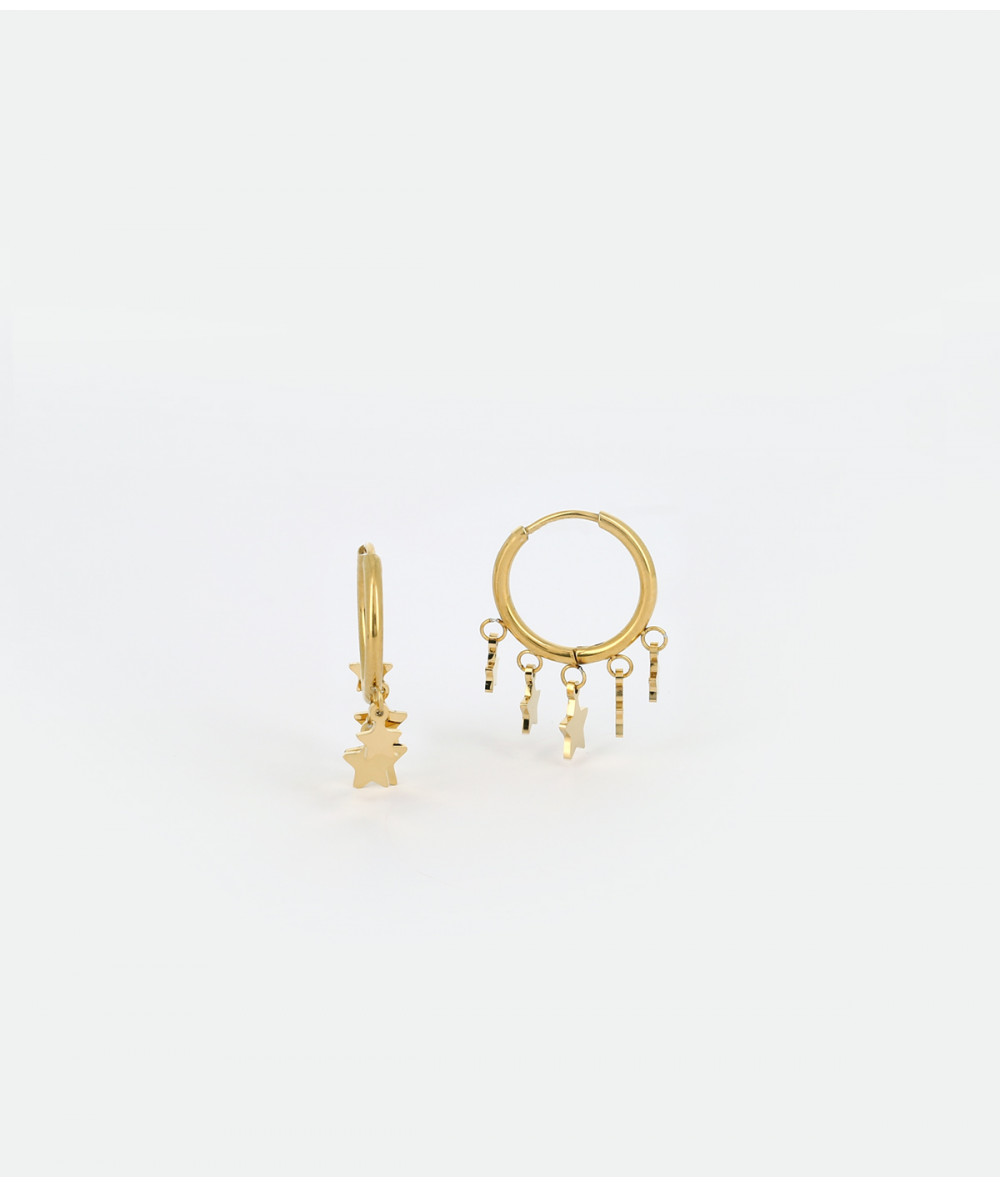 boucles Zag en acier doré etoiles