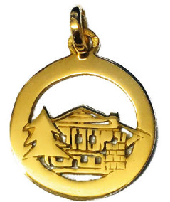 pendentif chalet de Megève . Or 750