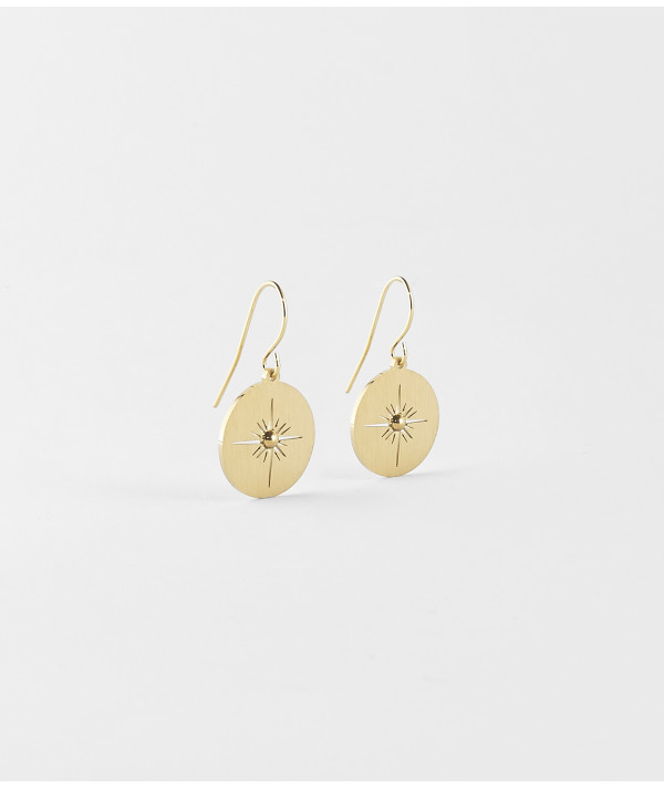boucles d'oreille ZAG motif rond avec une étoile du nord